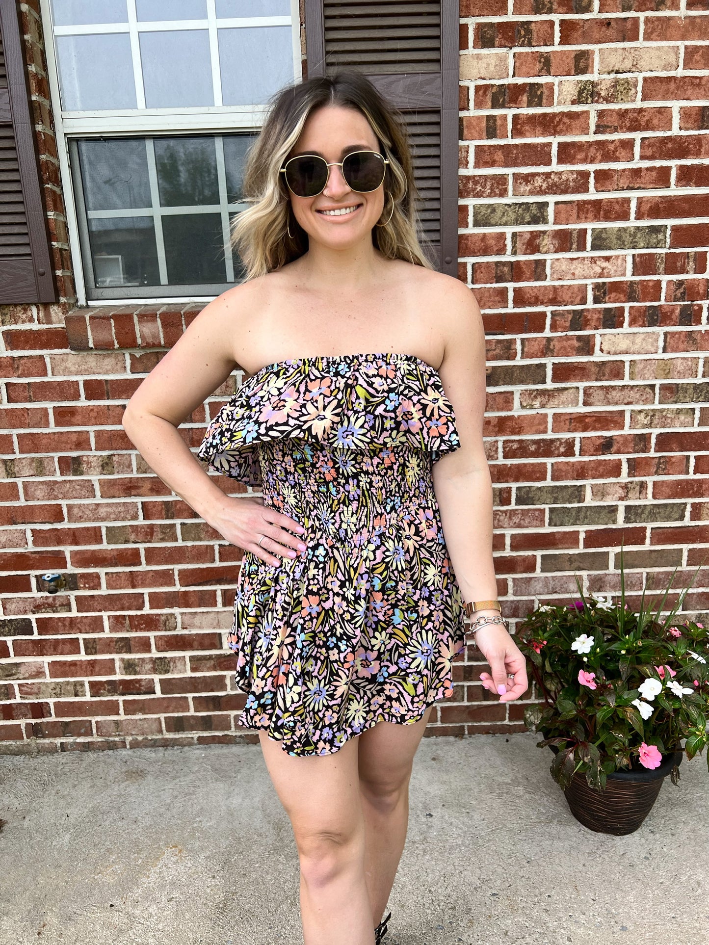 Nothing New Floral Romper | Black FINAL SALE