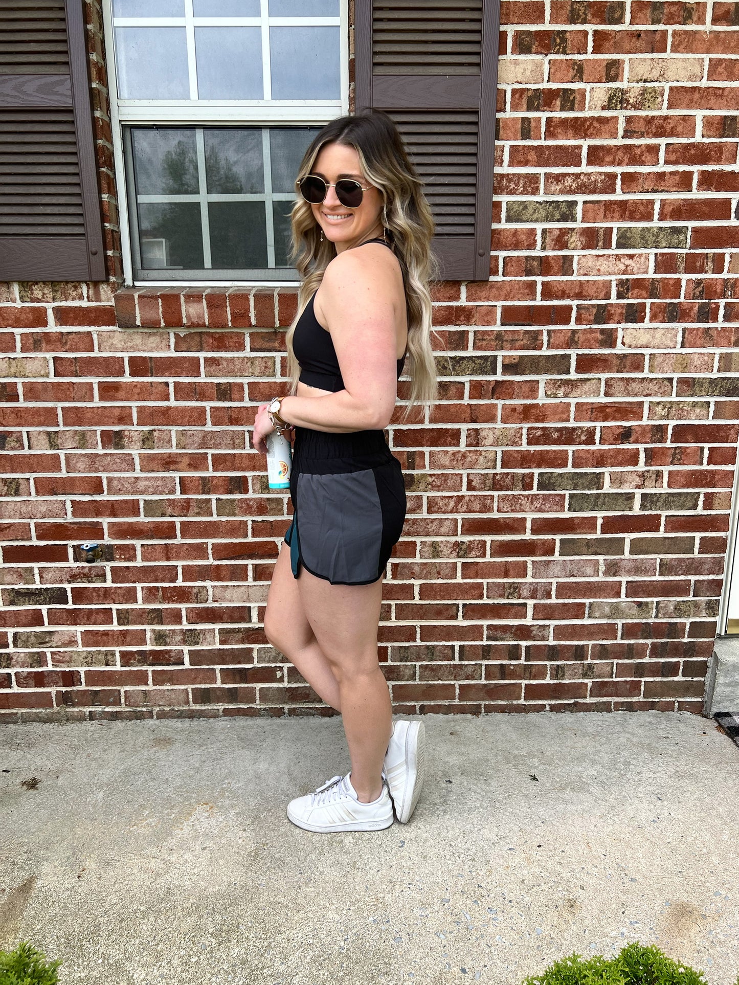 Every Day Workout Shorts | Black/Teal FINAL SALE