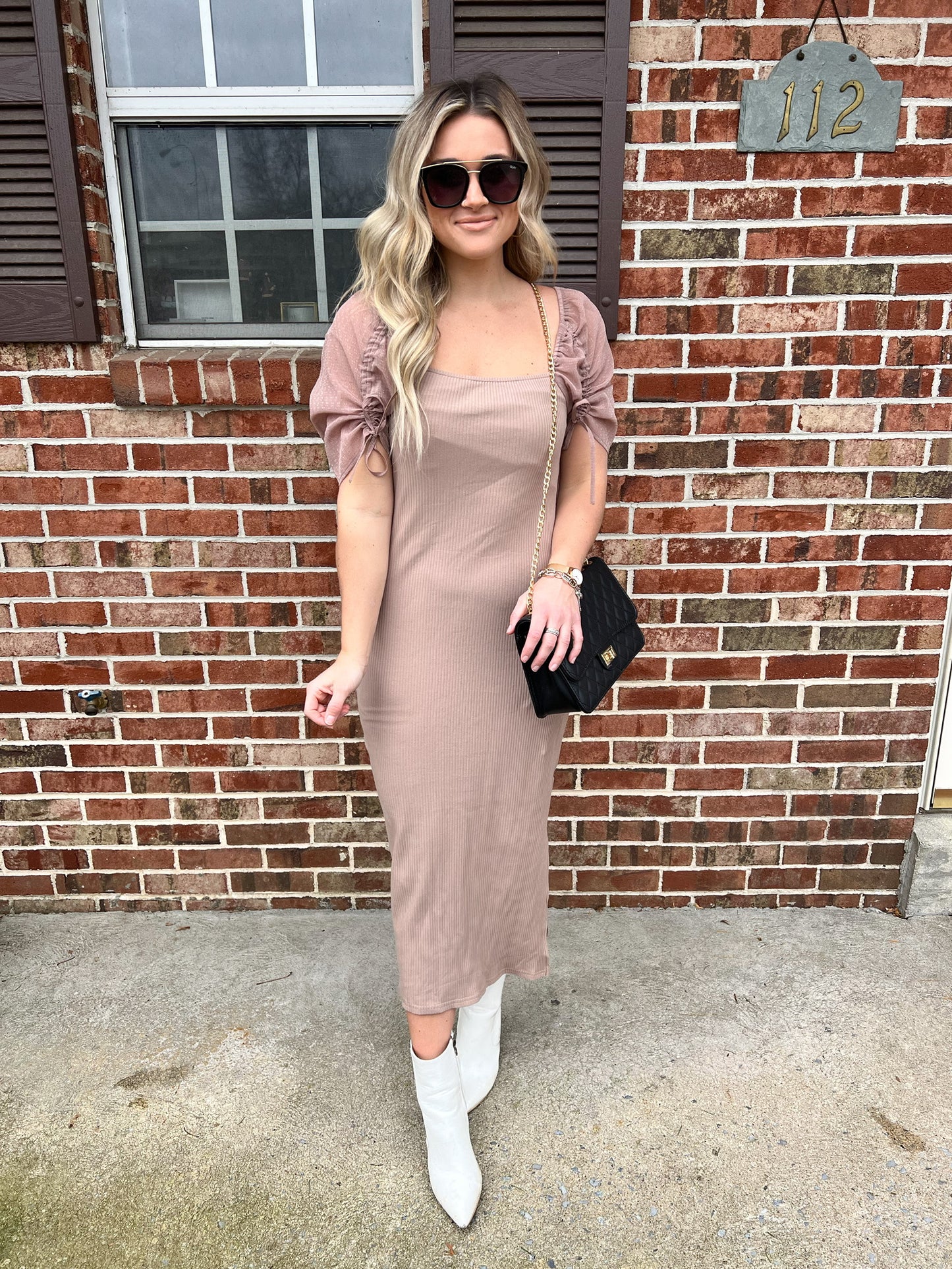 Luke Puff Sleeve Midi Dress FINAL SALE