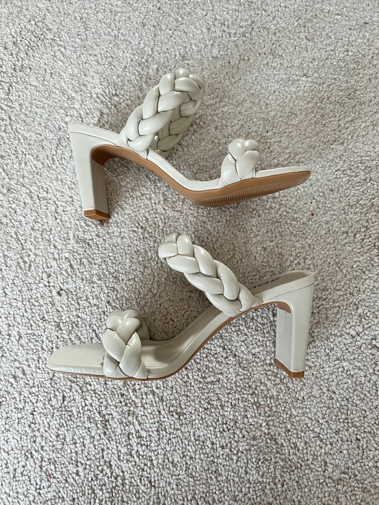 white braided heels - side