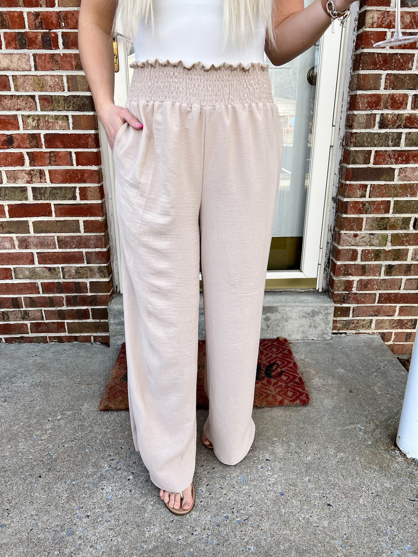Unlock Your Creativity Smocked Pants | Taupe FINAL SALE