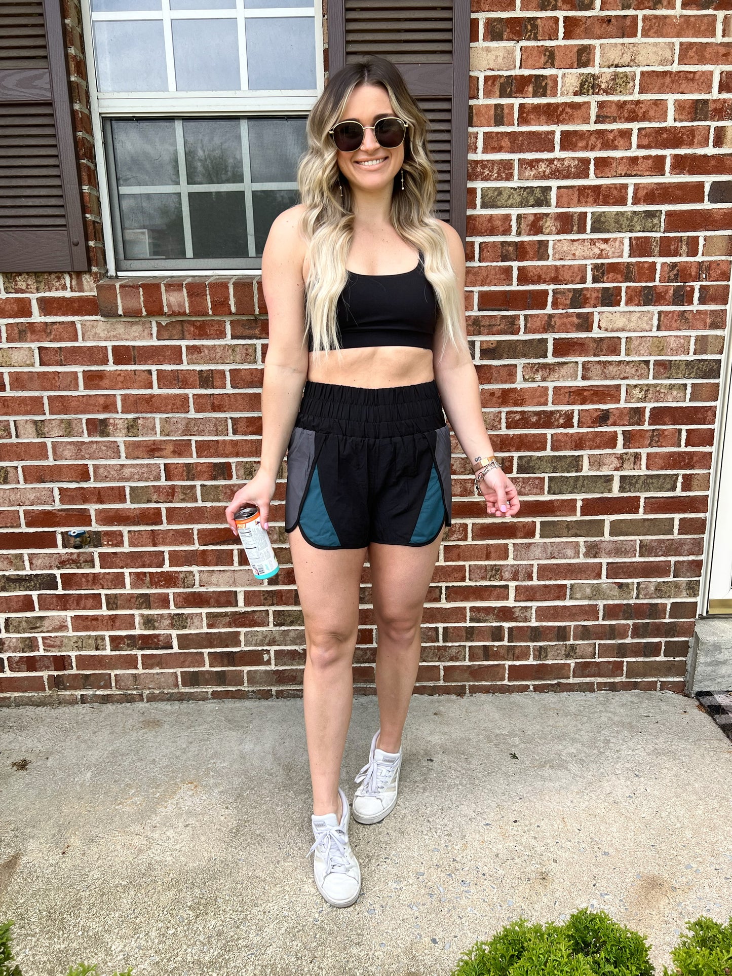Every Day Workout Shorts | Black/Teal FINAL SALE
