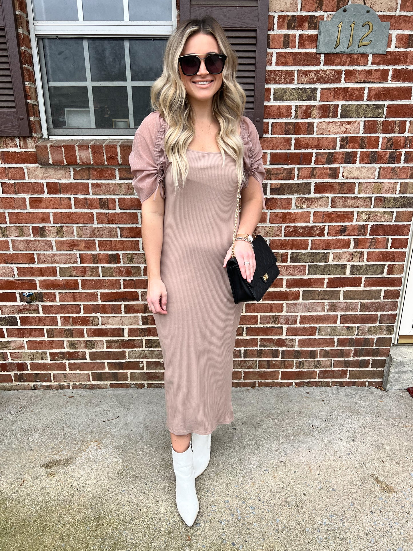 Luke Puff Sleeve Midi Dress FINAL SALE