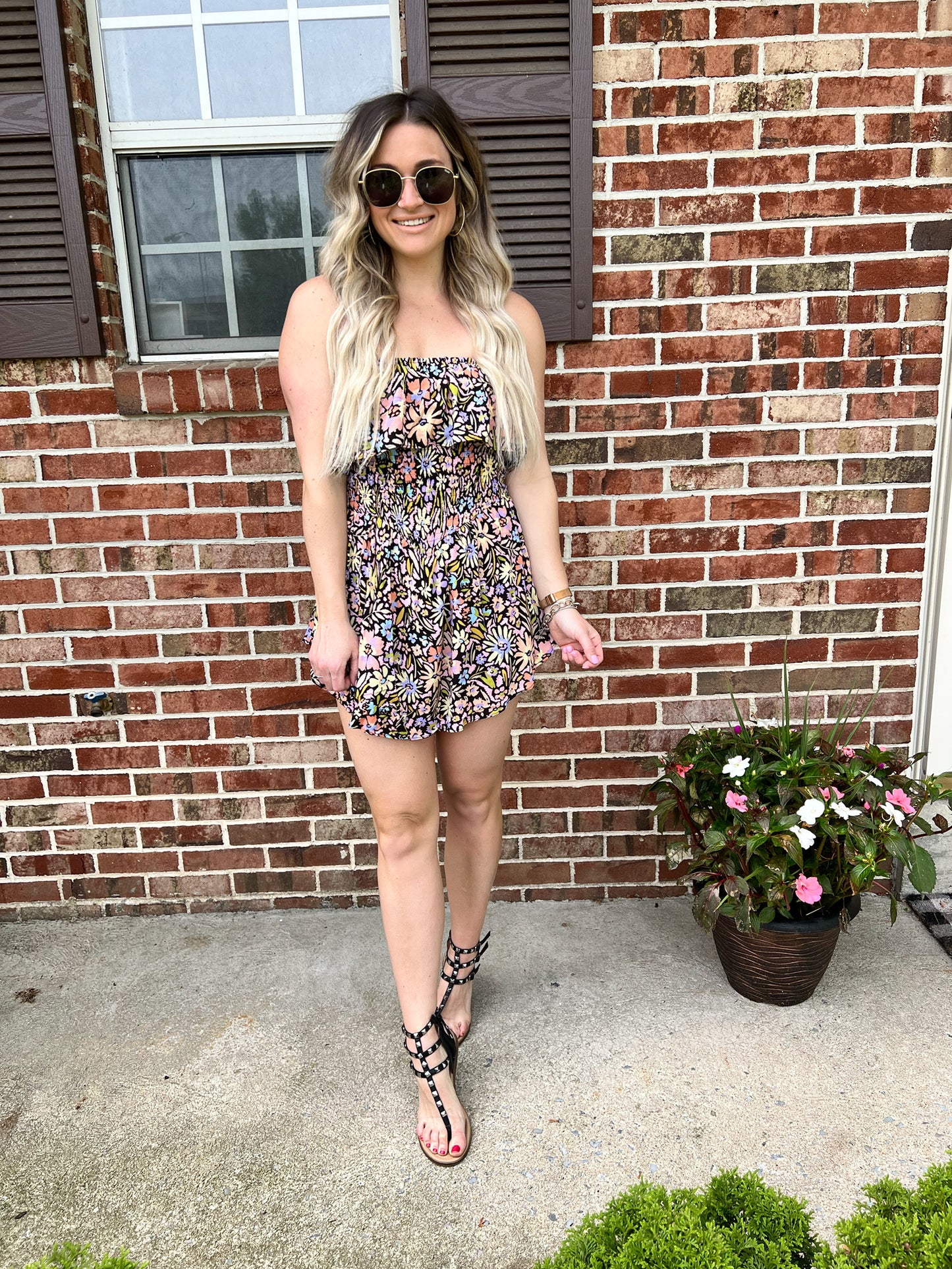 Nothing New Floral Romper | Black FINAL SALE