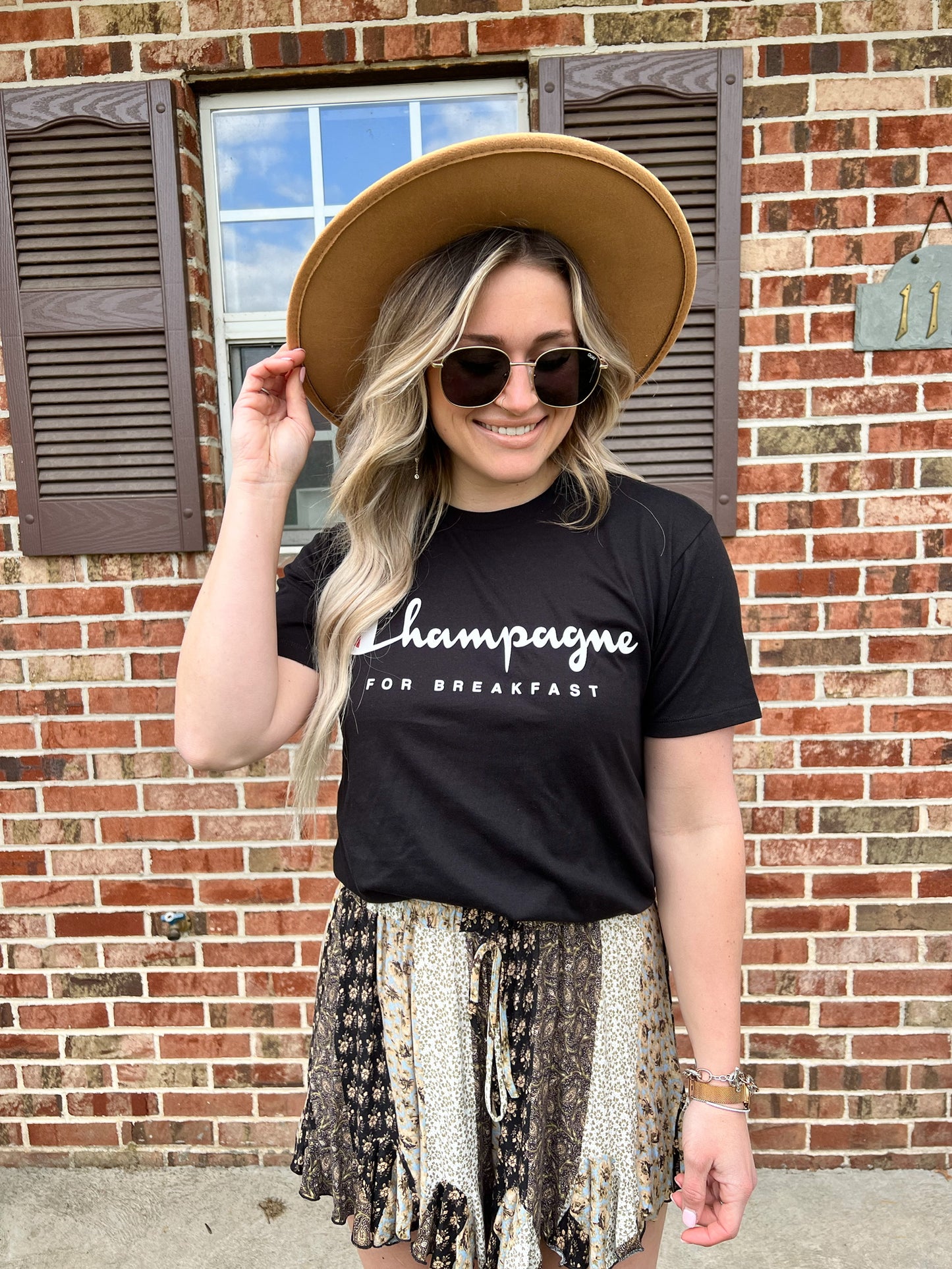Champagne For Breakfast T-Shirt | Black