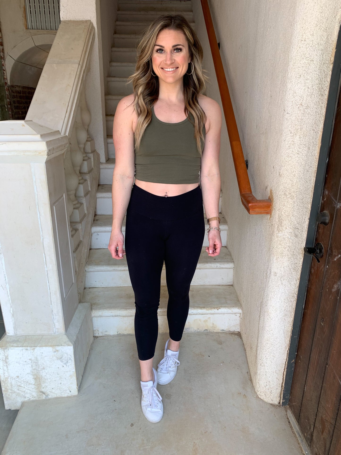 Hailey Racerback Crop Top | Olive Green