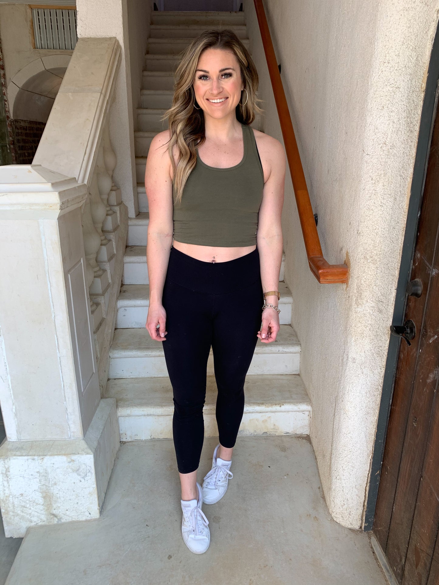 Hailey Racerback Crop Top | Olive Green