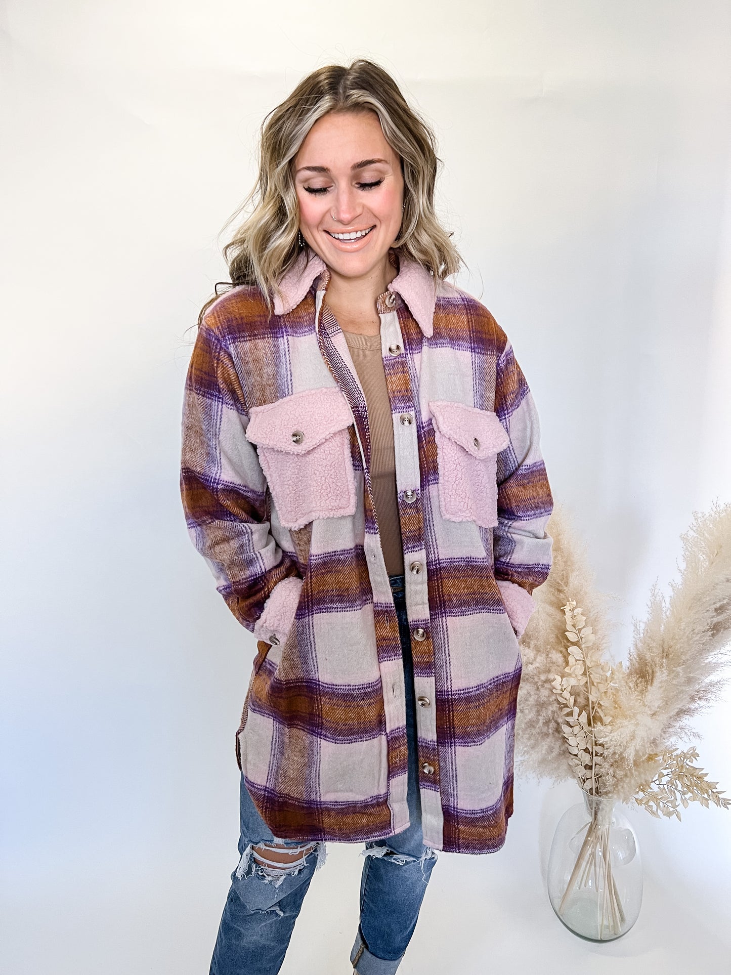 Scott Long Flannel Shacket | Rust Purple
