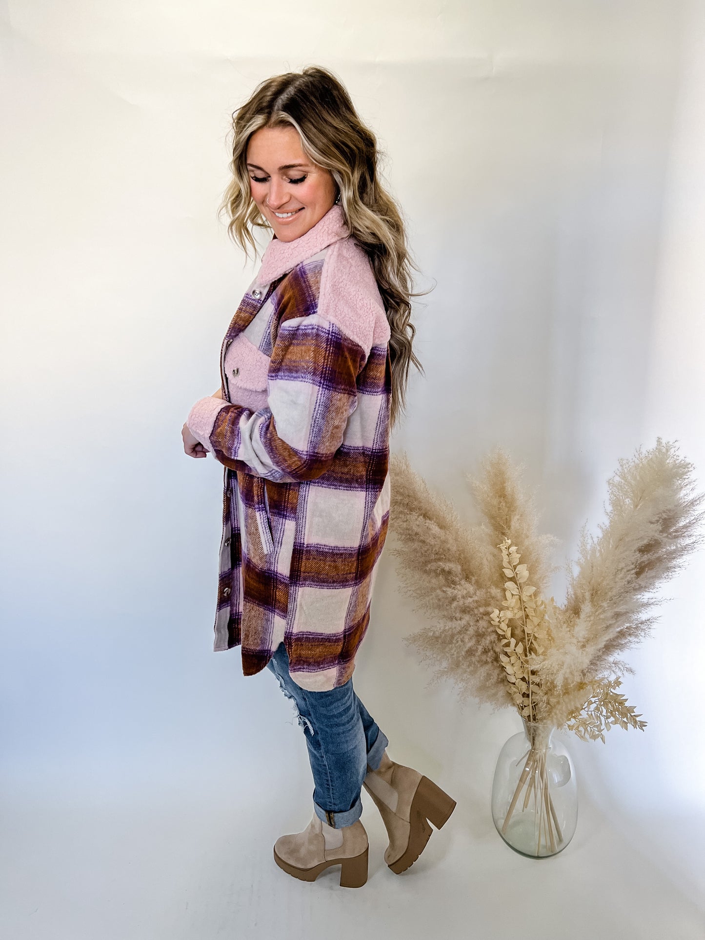 Scott Long Flannel Shacket | Rust Purple