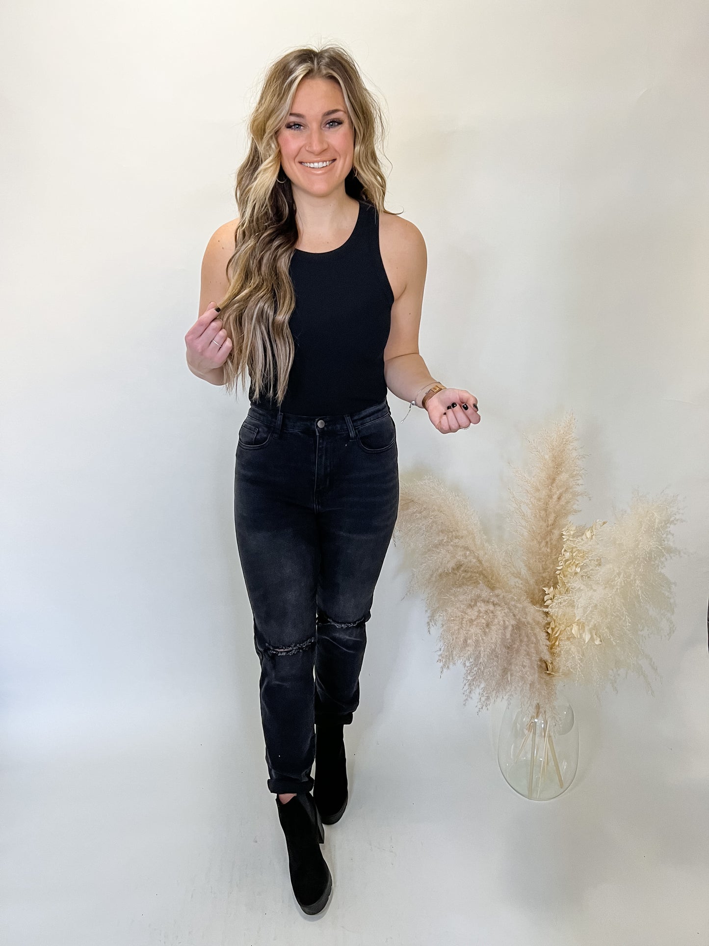 Nikki Ribbed Bodysuit | Black