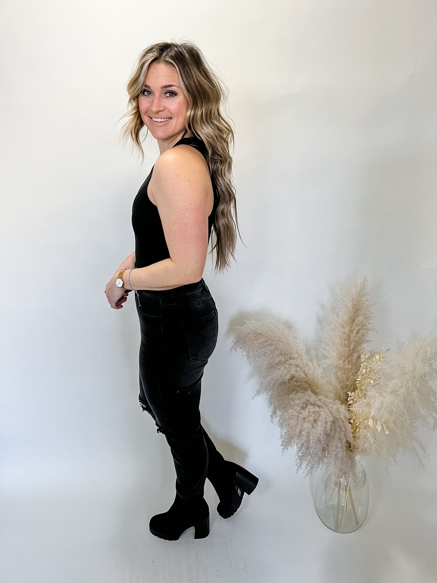 Nikki Ribbed Bodysuit | Black