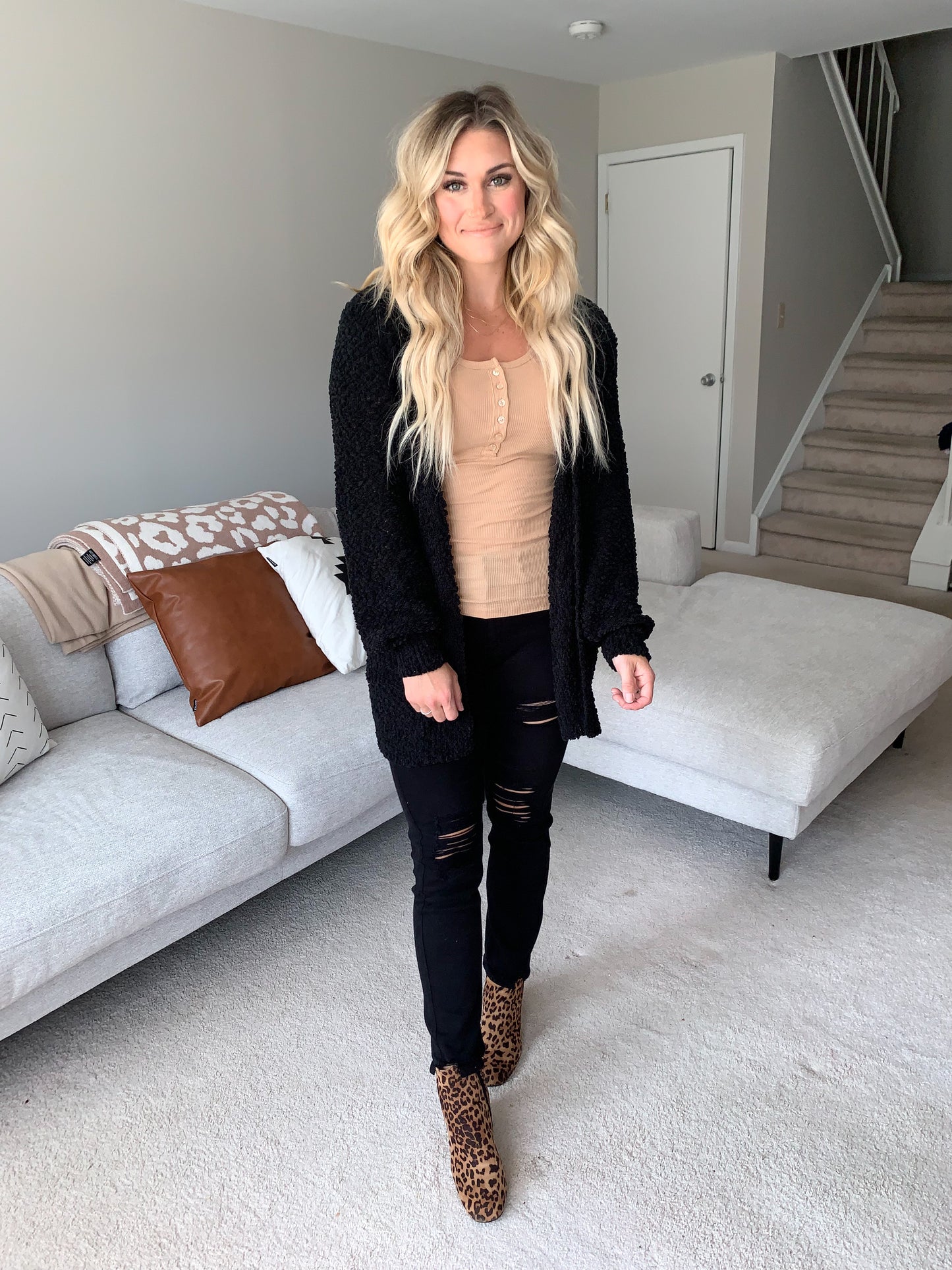 I See You Popcorn Cardigan | Black