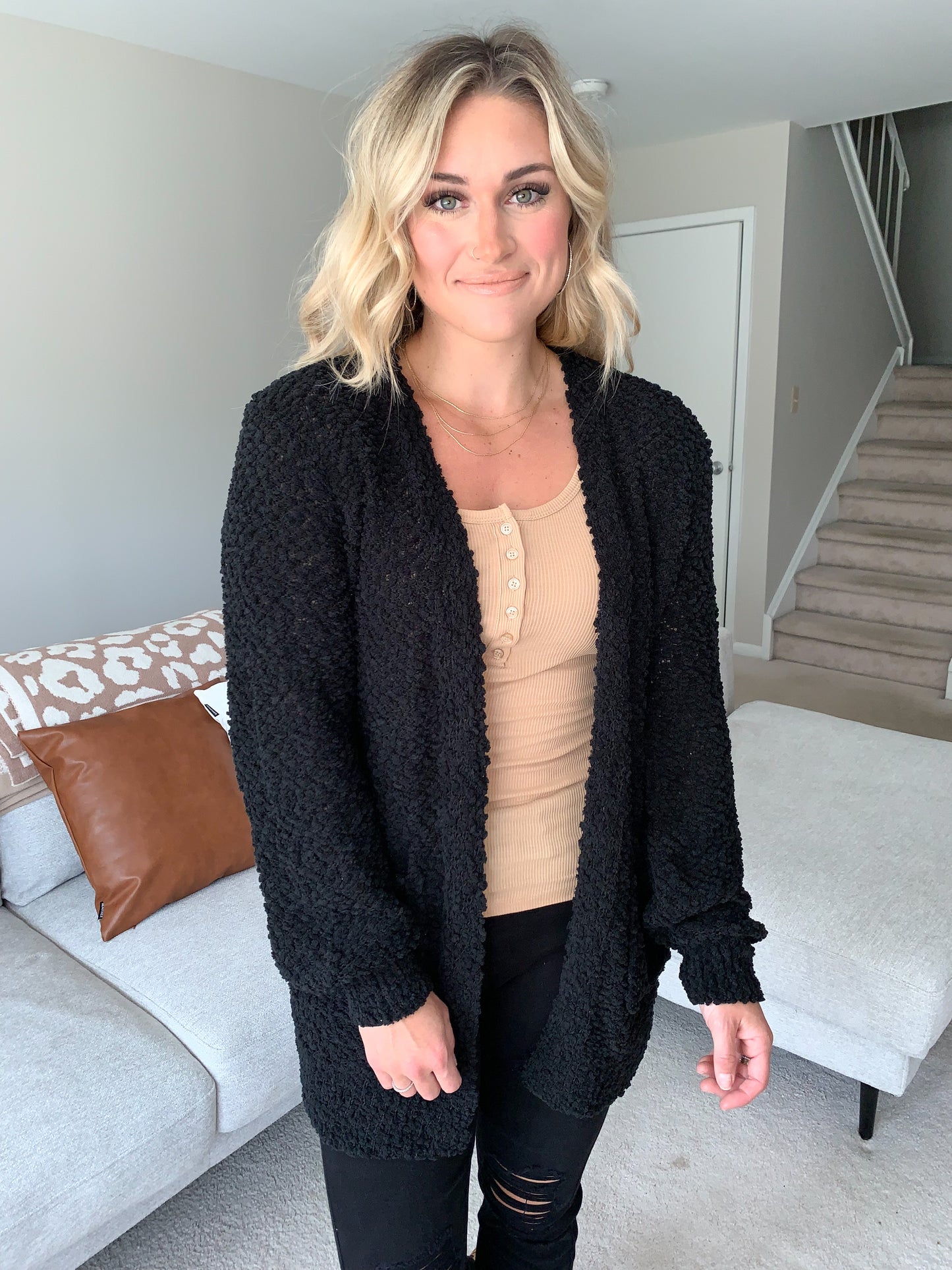 I See You Popcorn Cardigan | Black