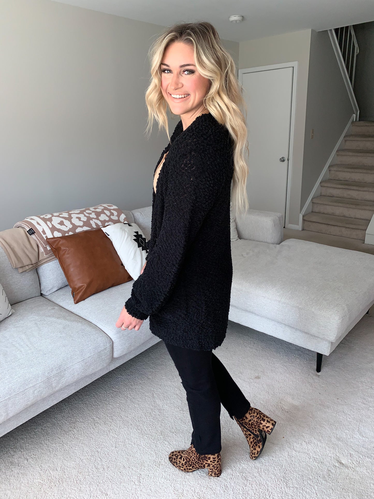 I See You Popcorn Cardigan | Black