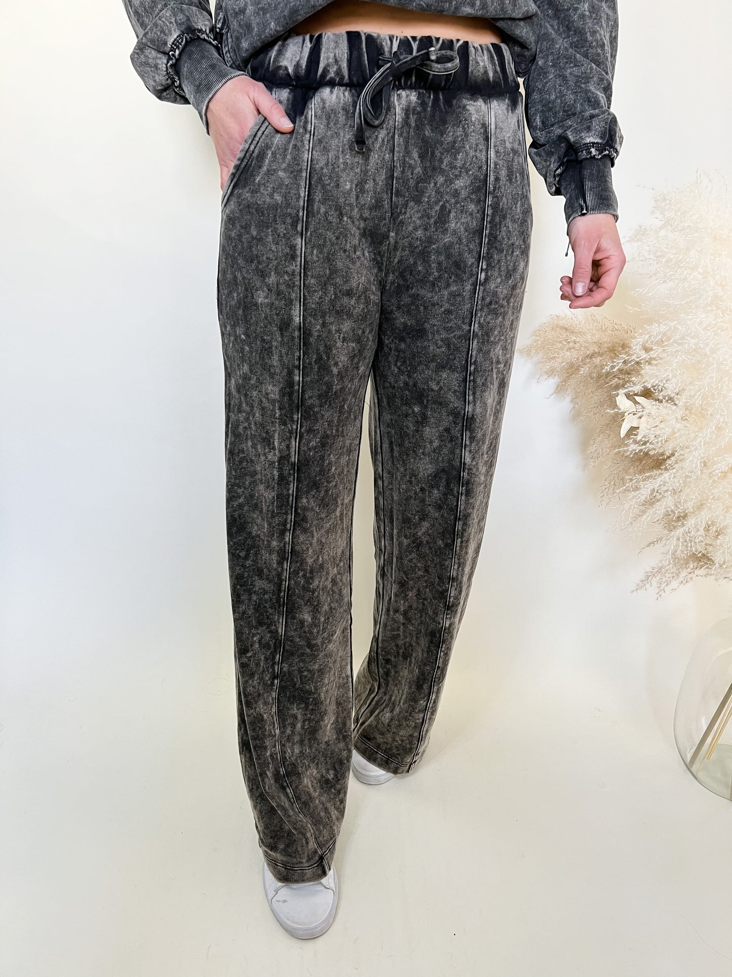 Next Thing Acid Wash Pants | Black