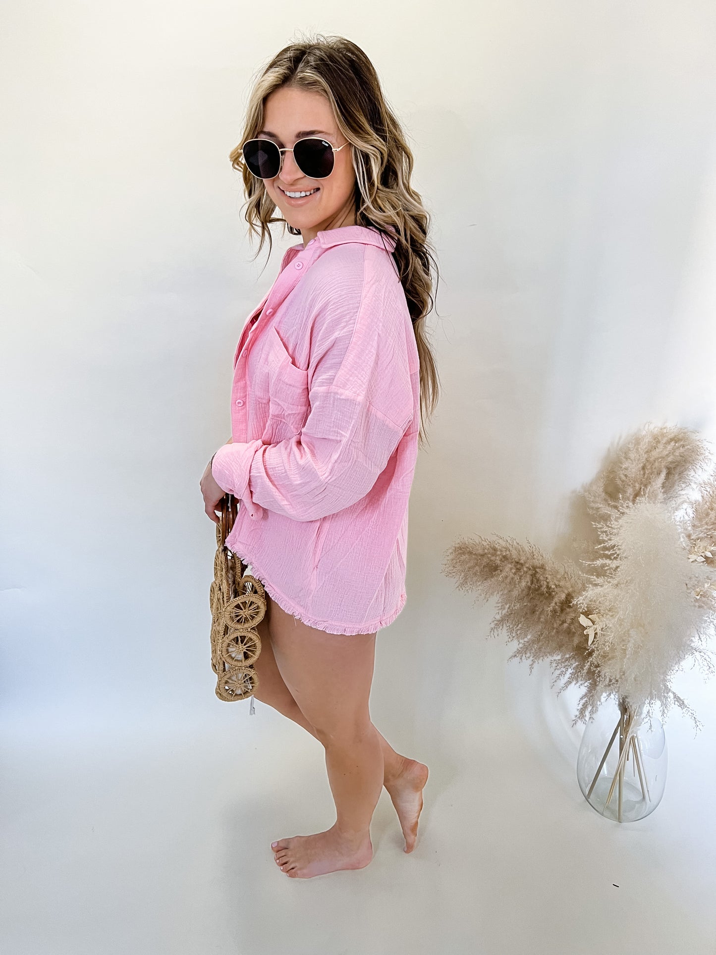 Brand New Linen Top | Pink