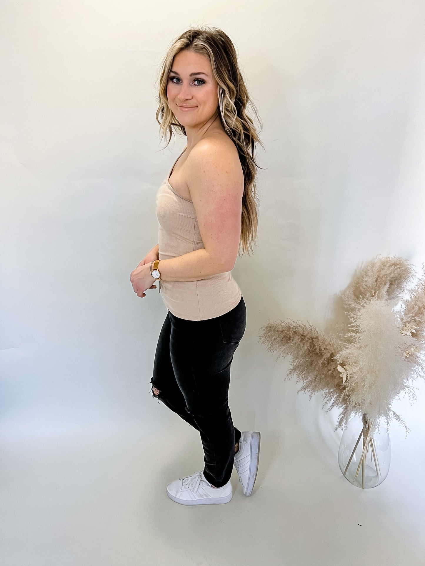 Surrender One Shoulder Top | Khaki