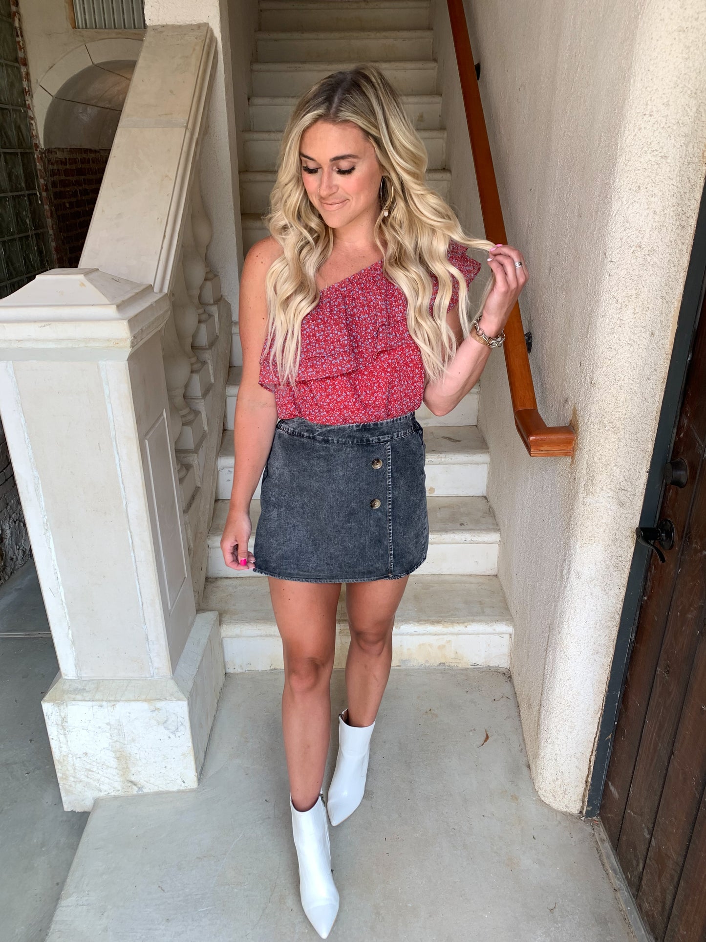 Wrapped Up Acid Wash Skort