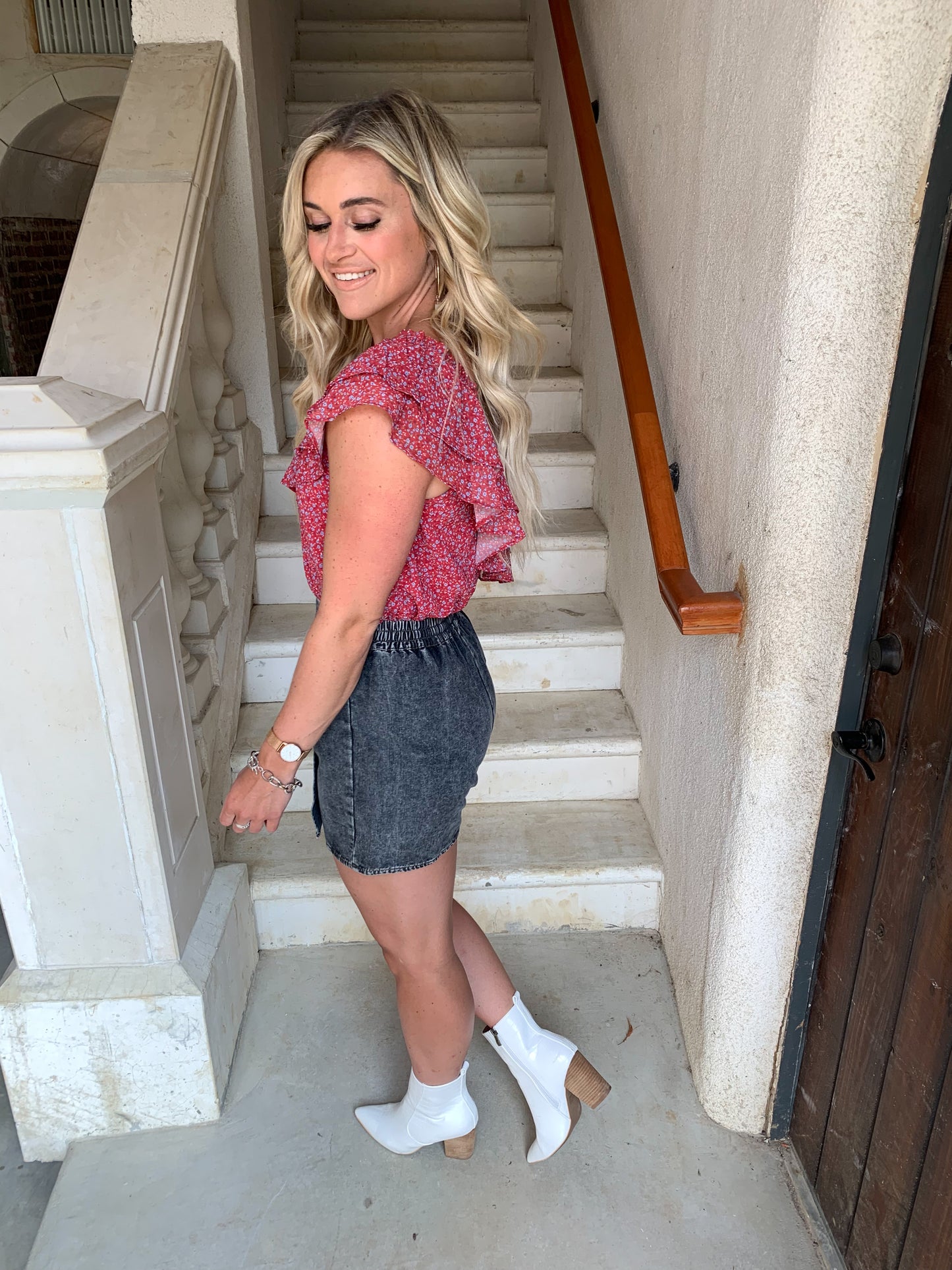 Wrapped Up Acid Wash Skort