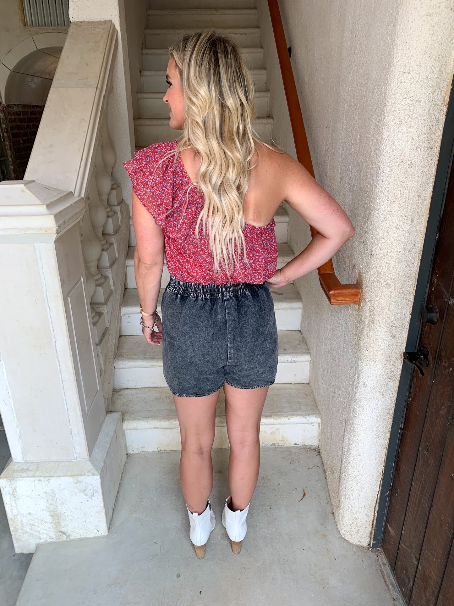 Wrapped Up Acid Wash Skort
