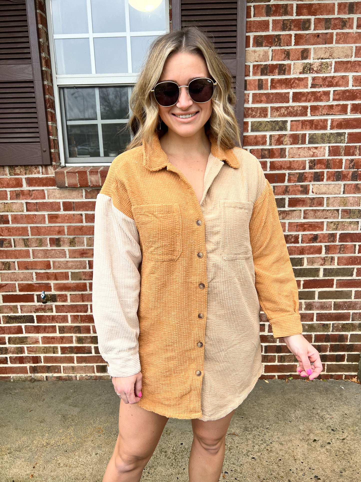 Back Home Corduroy Dress | Camel FINAL SALE