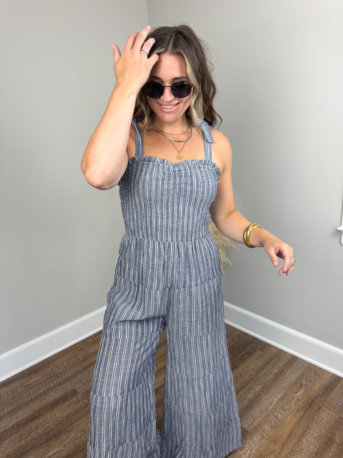 Sweetheart Smocked Jumpsuit