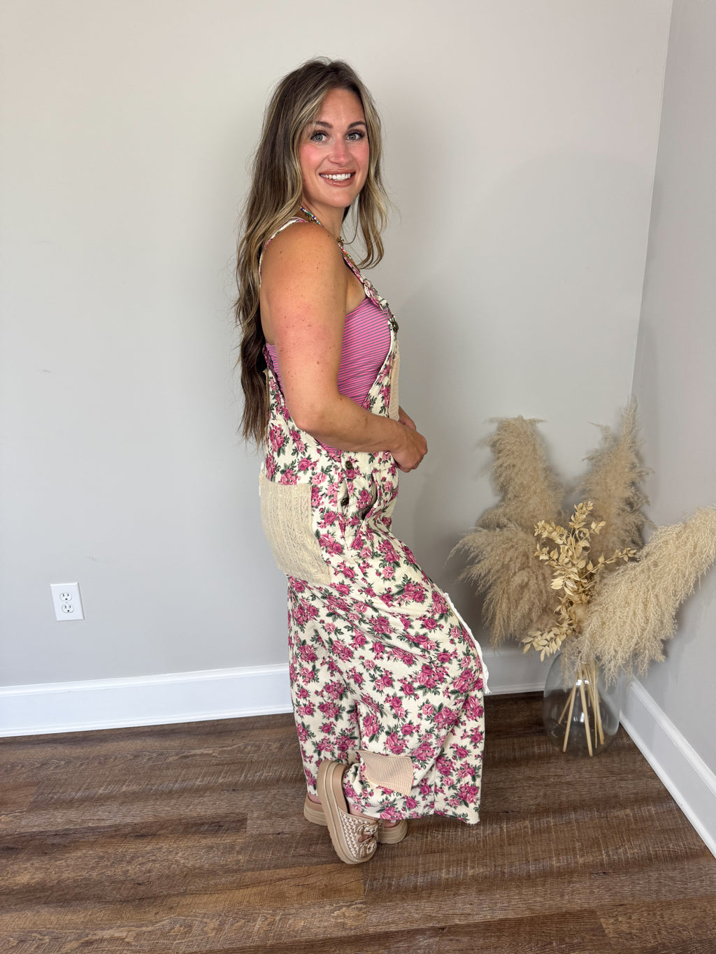 Hathaway Floral Overalls | Cream