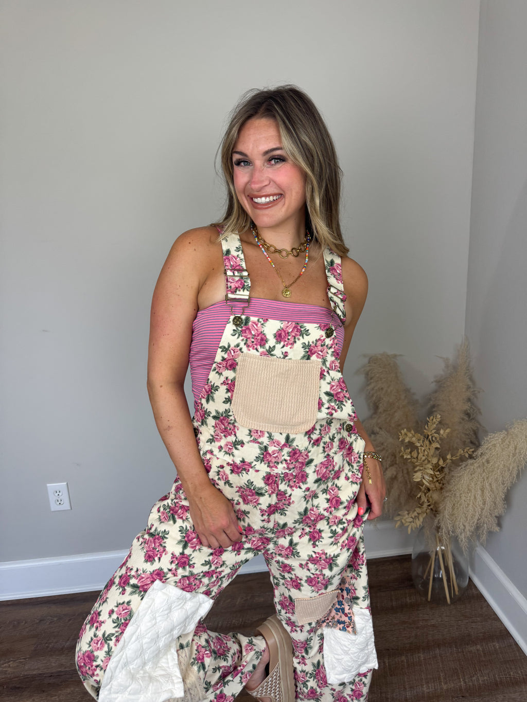 Hathaway Floral Overalls | Cream