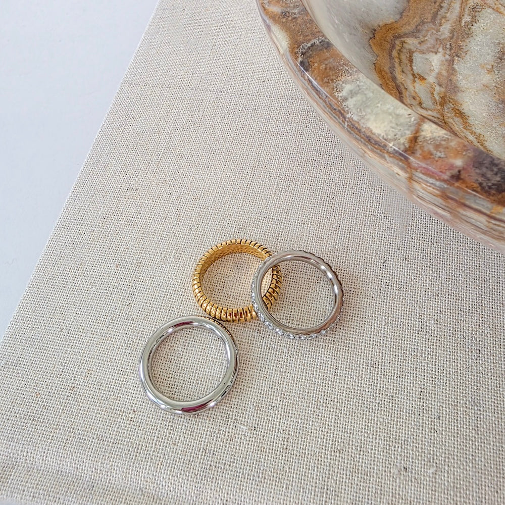 The Element Stack Ring Trio - WATERPROOF-Ring-Pretty Simple