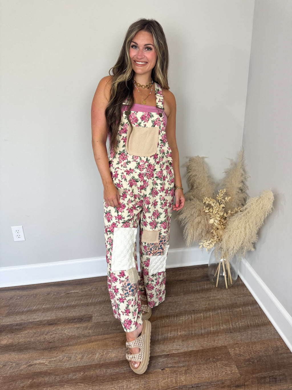 Hathaway Floral Overalls | Cream