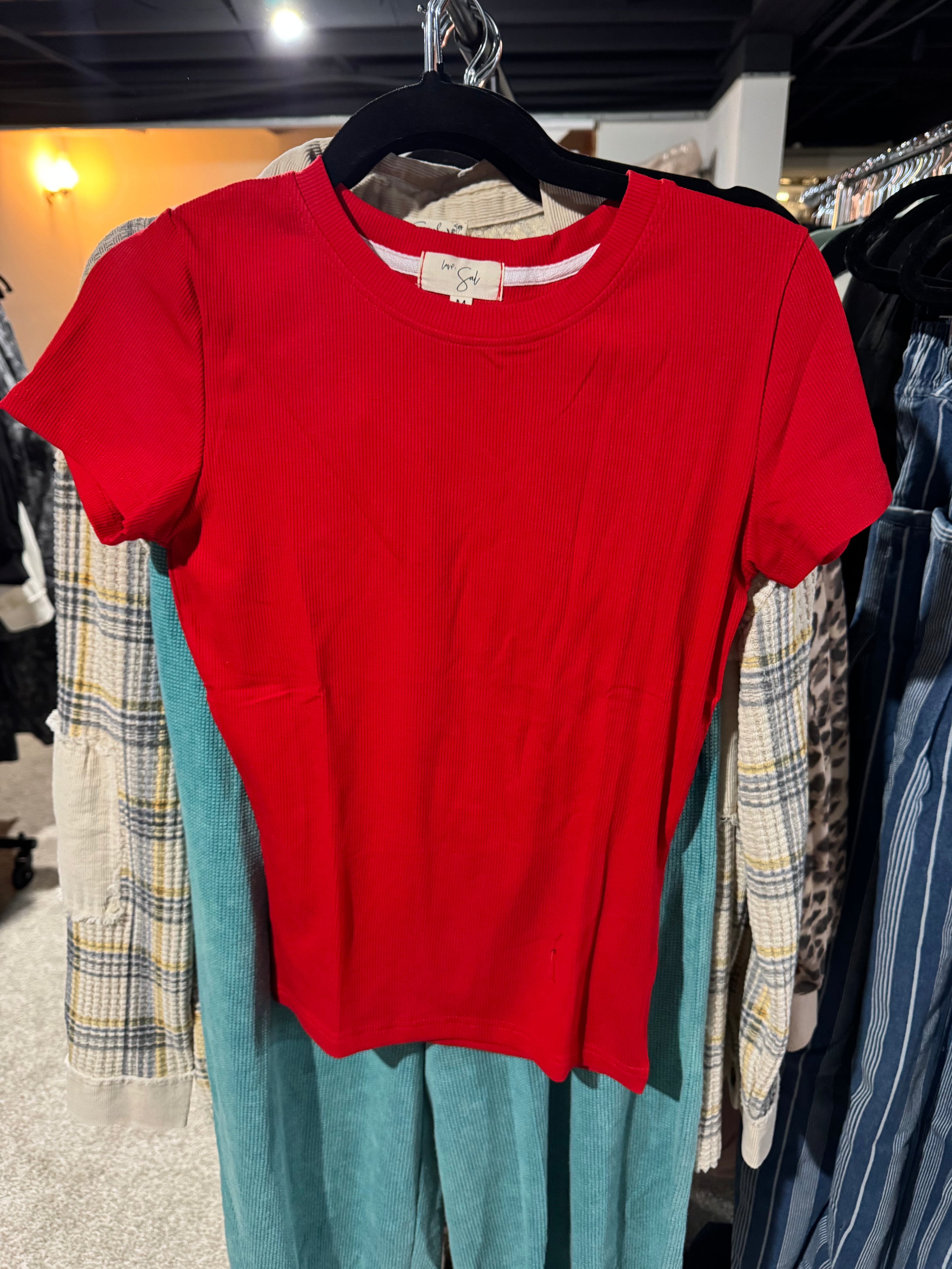 Clark High Neck Short Sleeve Top | Red