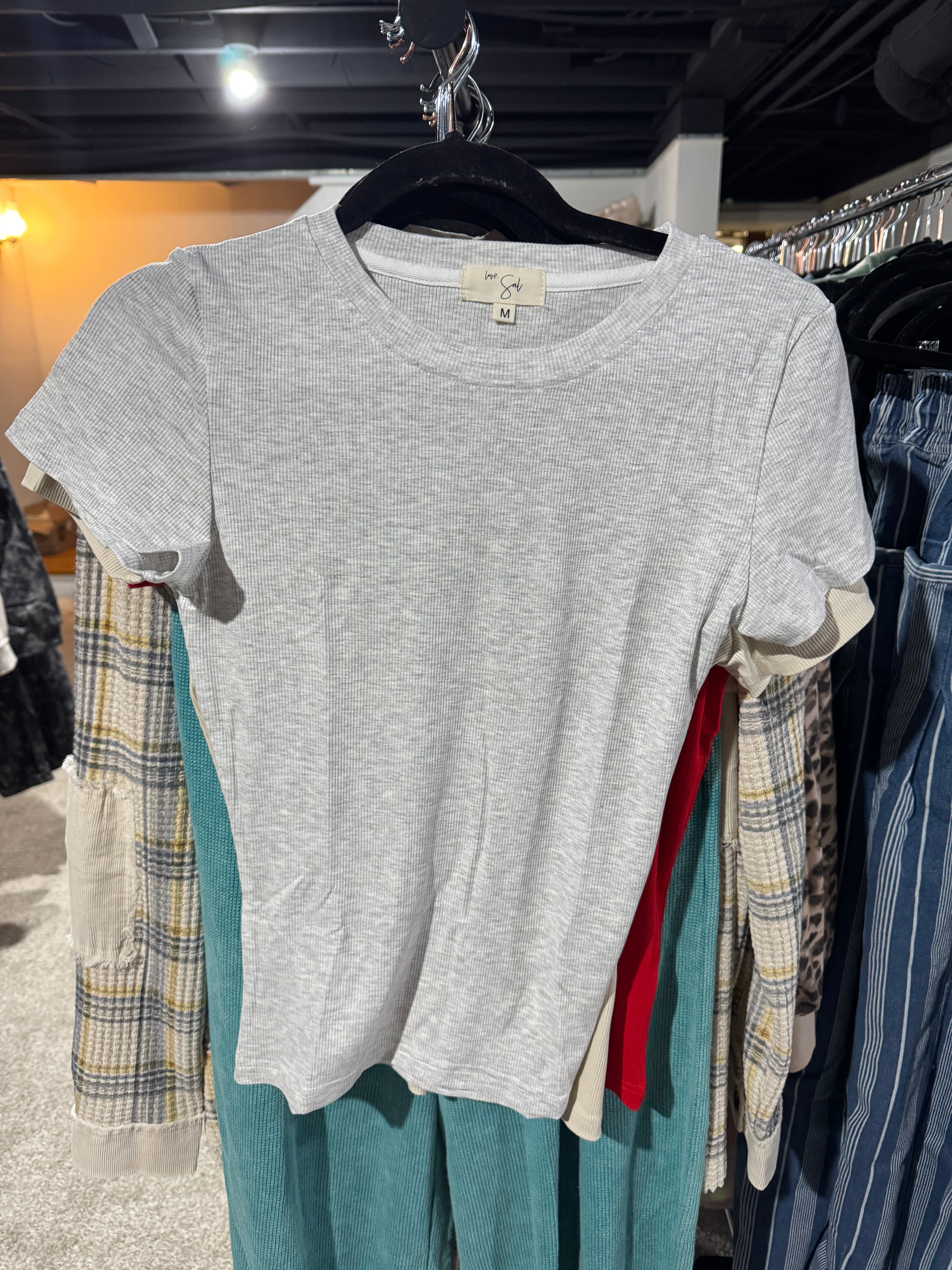 Clark High Neck Short Sleeve Top | Ash Grey