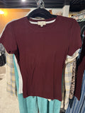 Clark High Neck Short Sleeve Top | Dark Burgundy