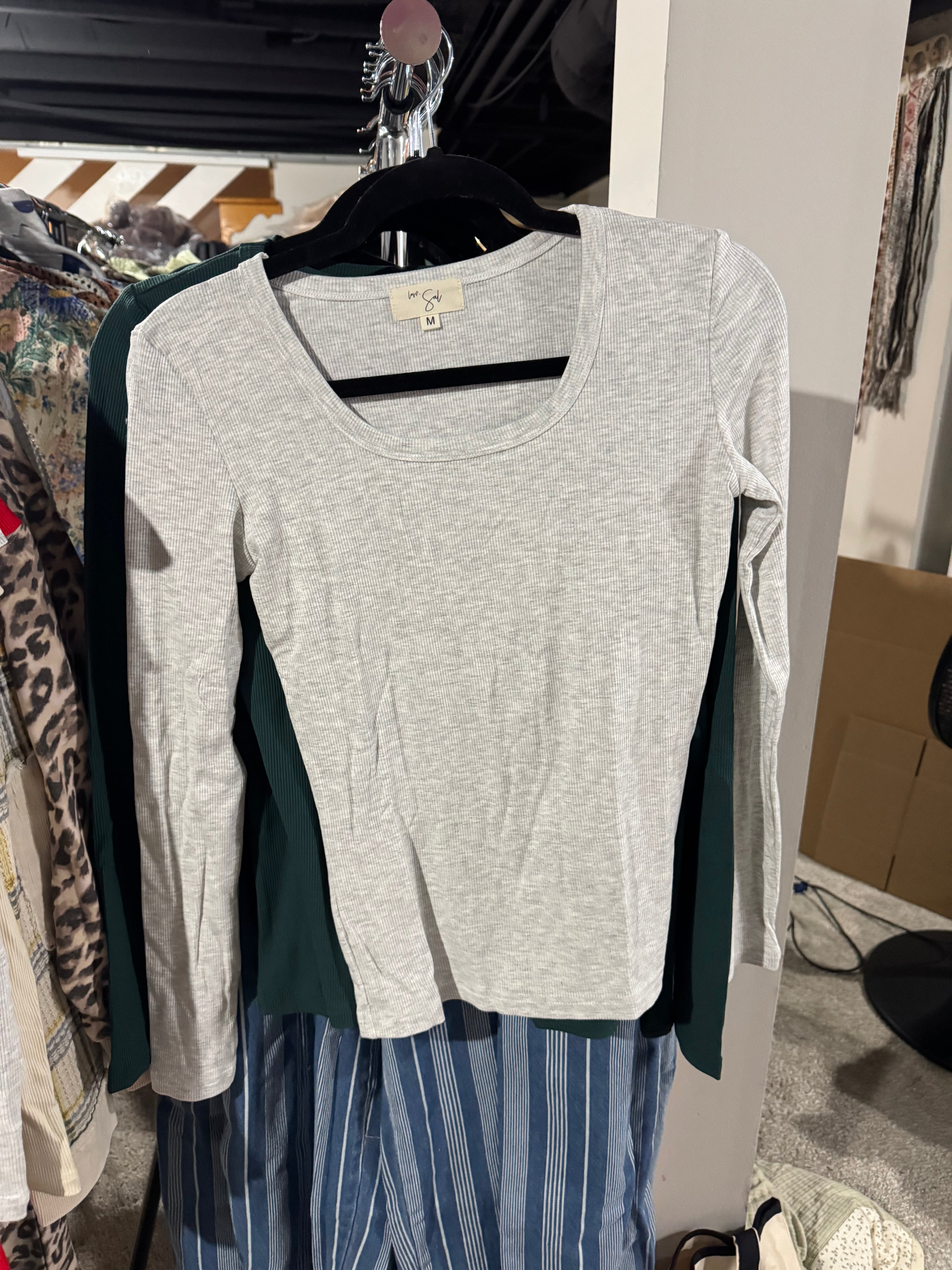 Clark Scoop Neck Long Sleeve | Ash Grey