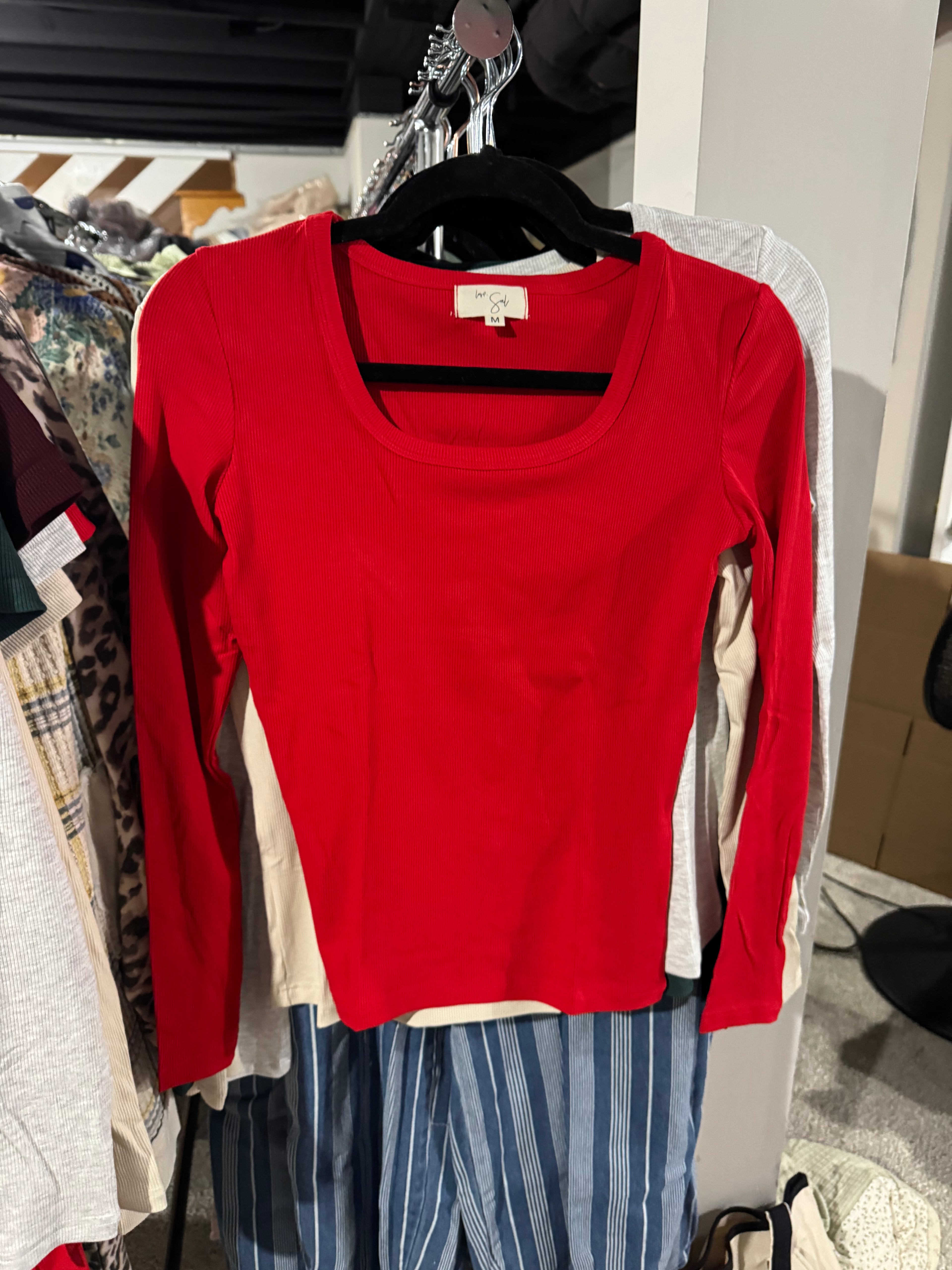 Clark Scoop Neck Long Sleeve | Red