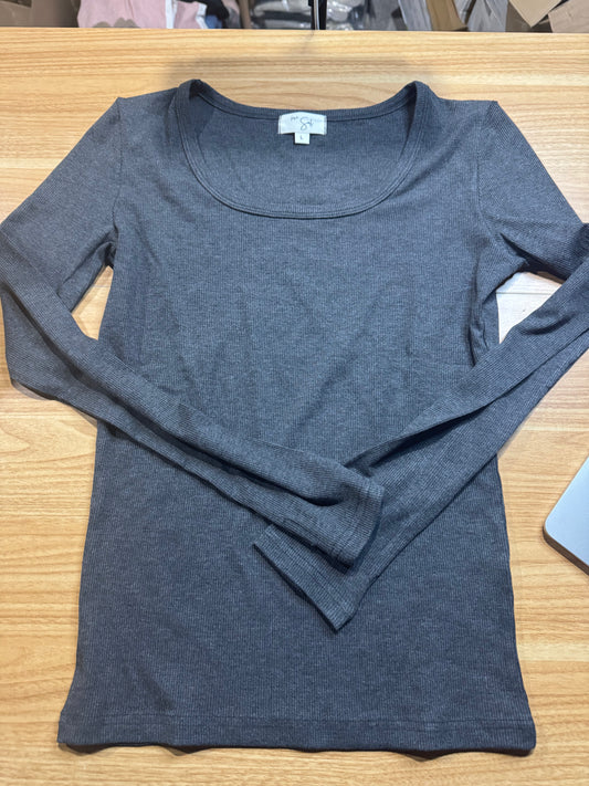 Clark Scoop Neck Long Sleeve | Heathered Charcoal