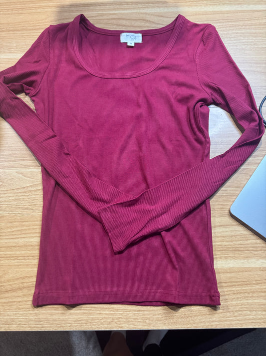 Clark Scoop Neck Long Sleeve | Burgundy