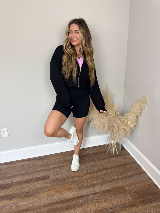 Gym Rat Cropped Hoodie | Black