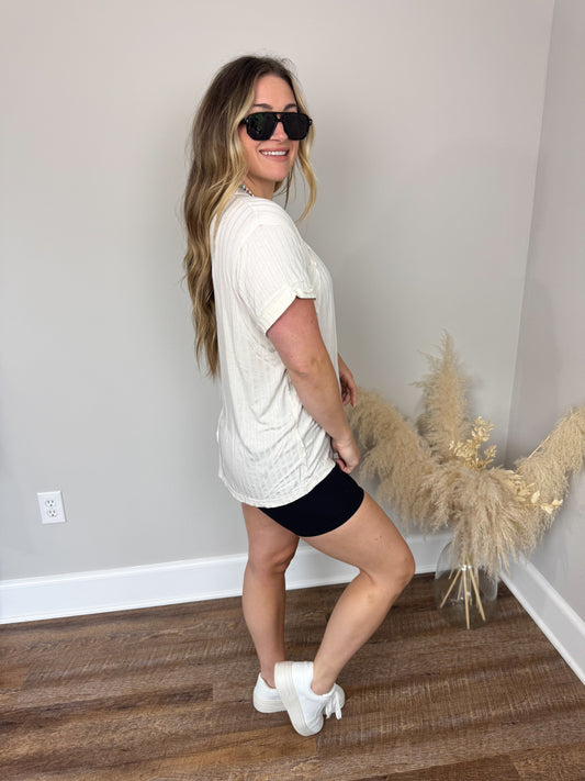 Marina Ribbed Top | Sand Beige