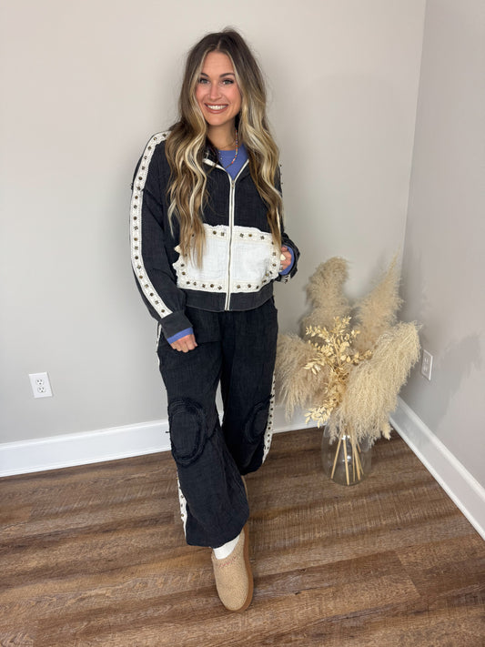 Toasted Almond Gauze Hoodie | Black