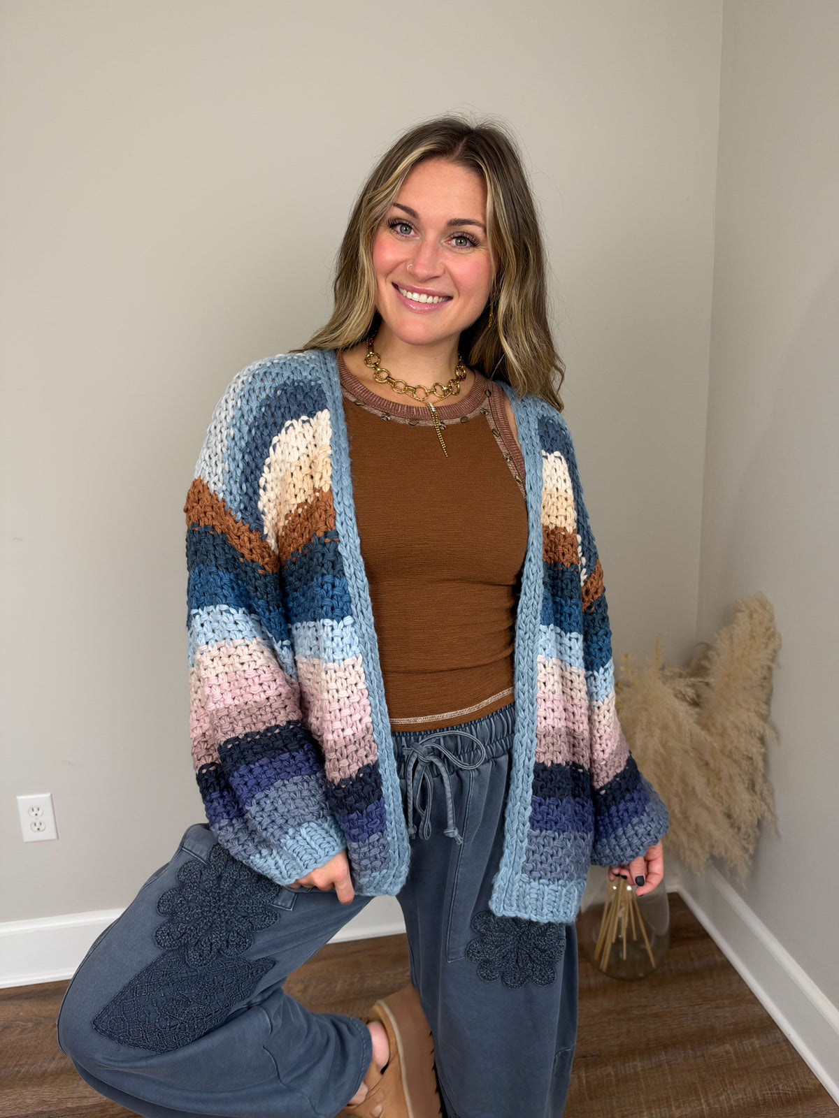 Autumn Leaves Cardigan | Blue