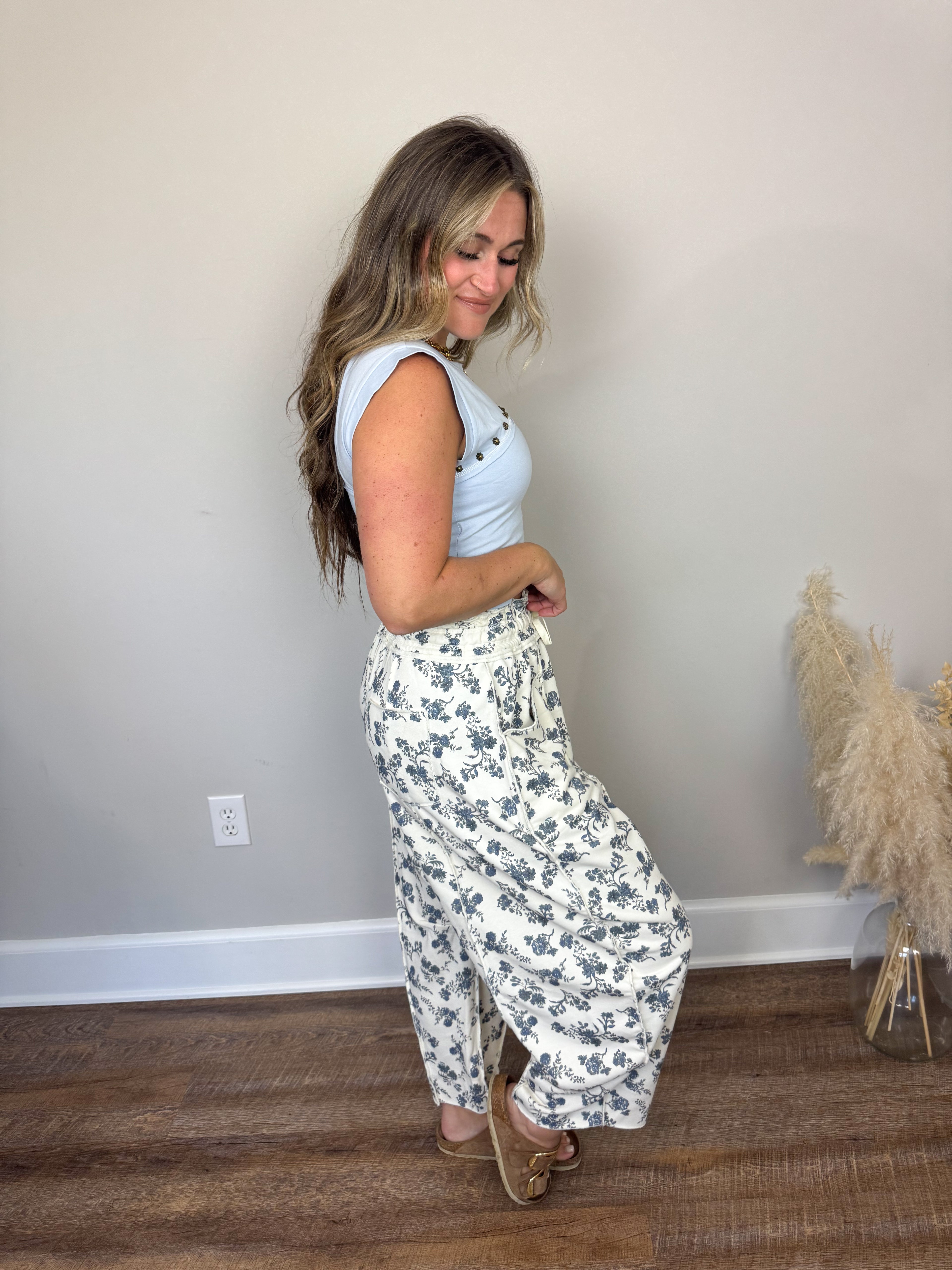 Silver Lining Floral Pants | Cream