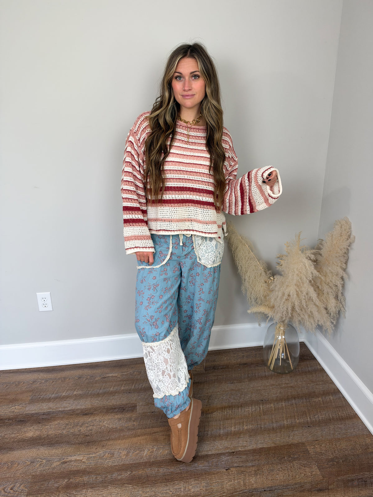 Brighton Striped Sweater | Cranberry