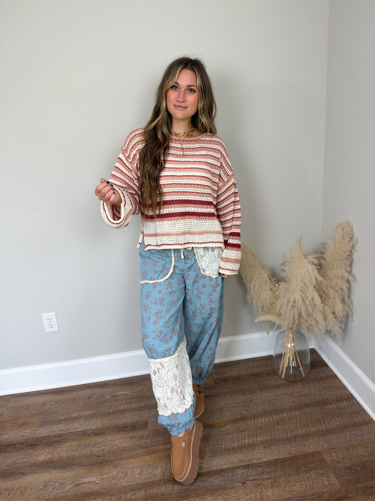 Brighton Striped Sweater | Cranberry