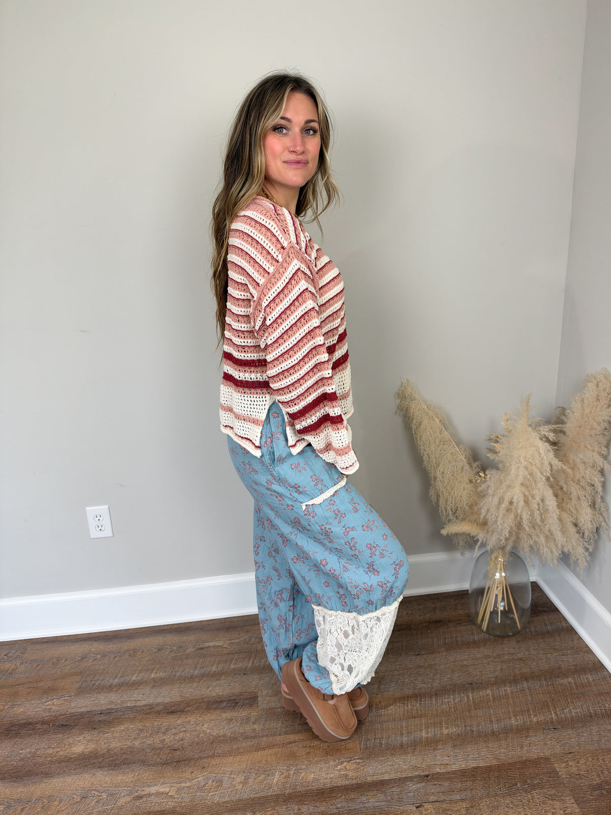 Brighton Striped Sweater | Cranberry