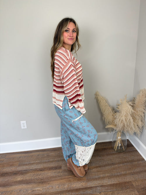 Brighton Striped Sweater | Cranberry