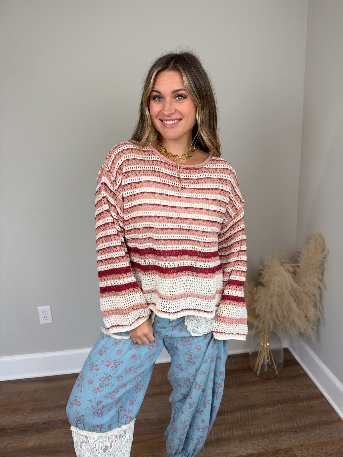 Brighton Striped Sweater | Cranberry