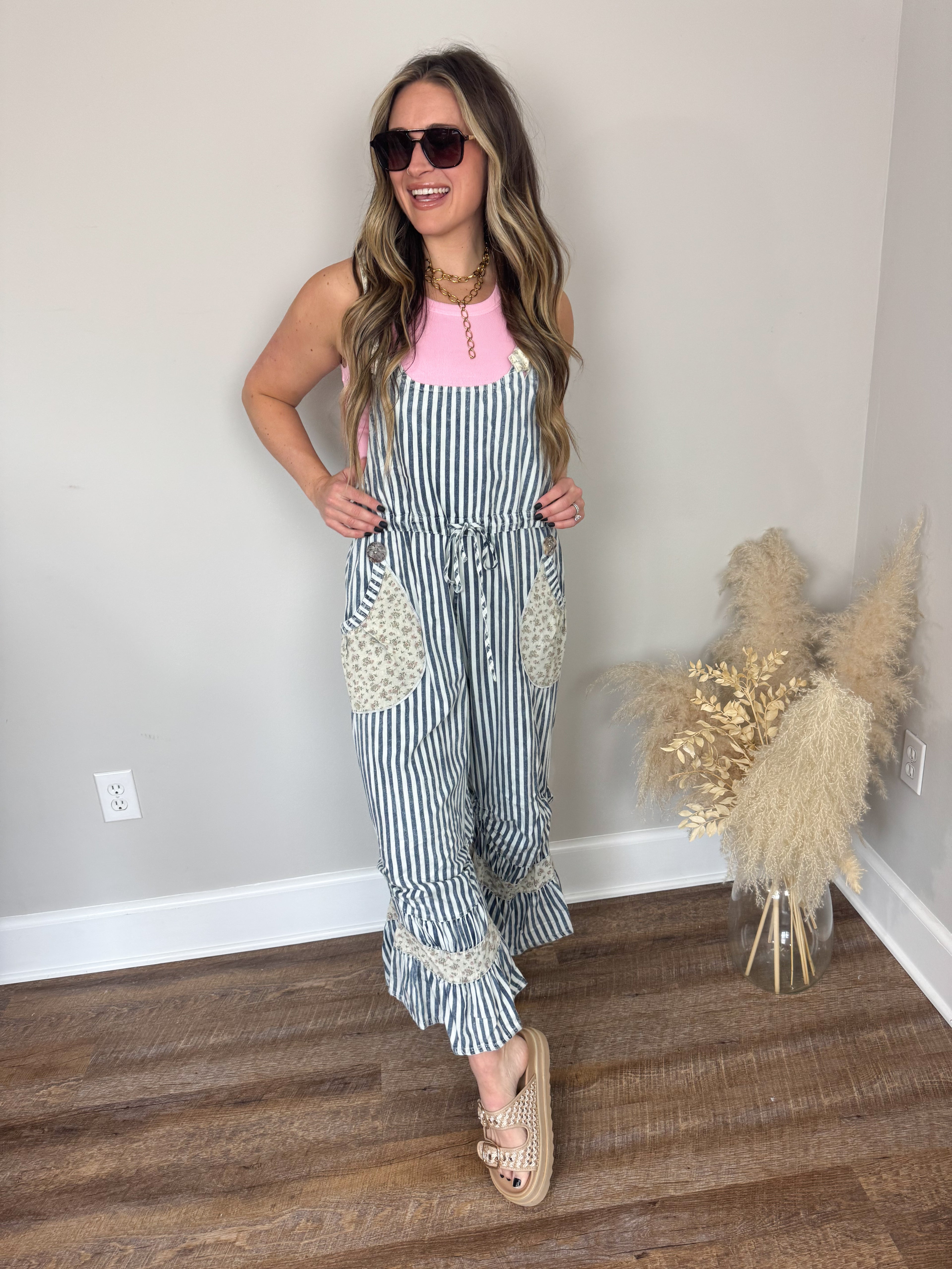 City Limits Striped Jumpsuit