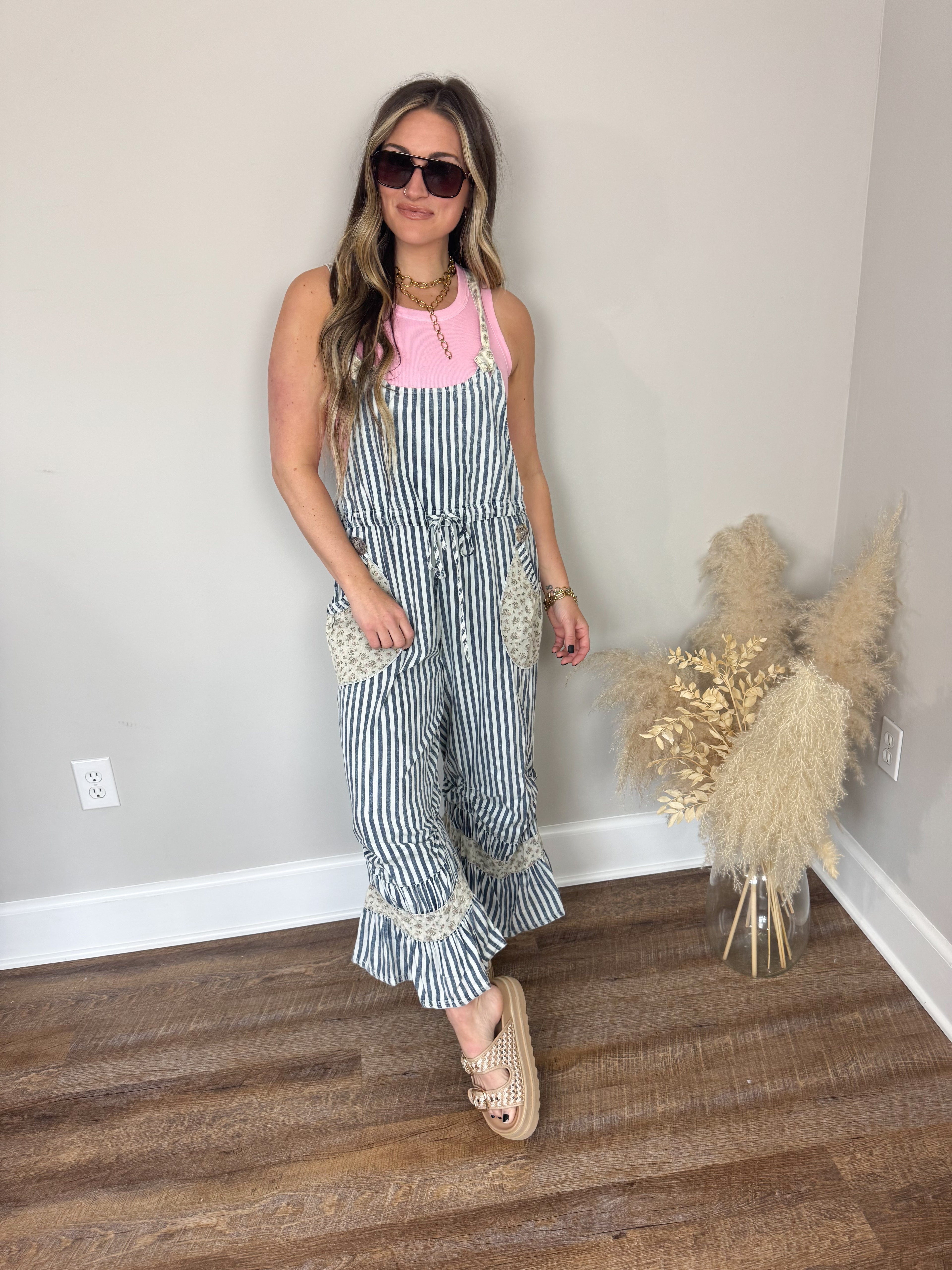 City Limits Striped Jumpsuit