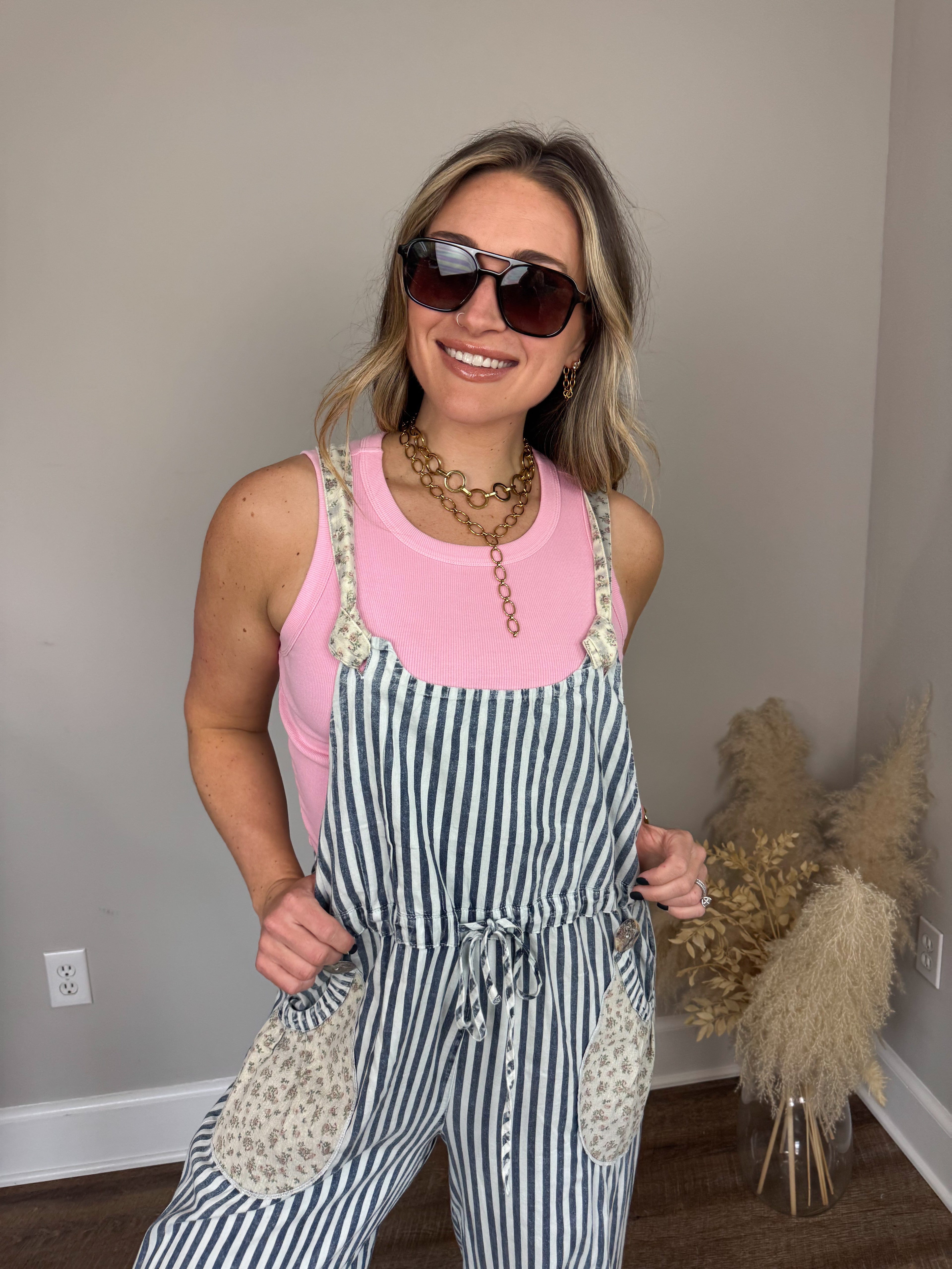 City Limits Striped Jumpsuit